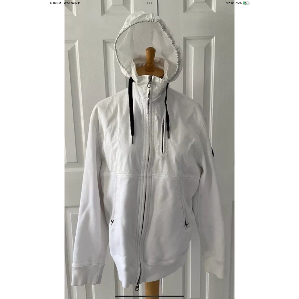 Polo Ralph Lauren Jacket Mens L White Nautical Anchor Full Zip Vintage